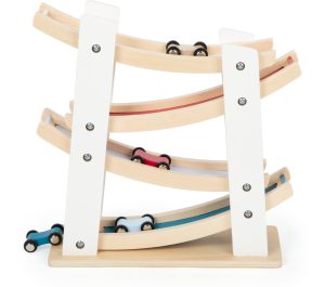 Lesena dirkalna steza z avtomobilčki